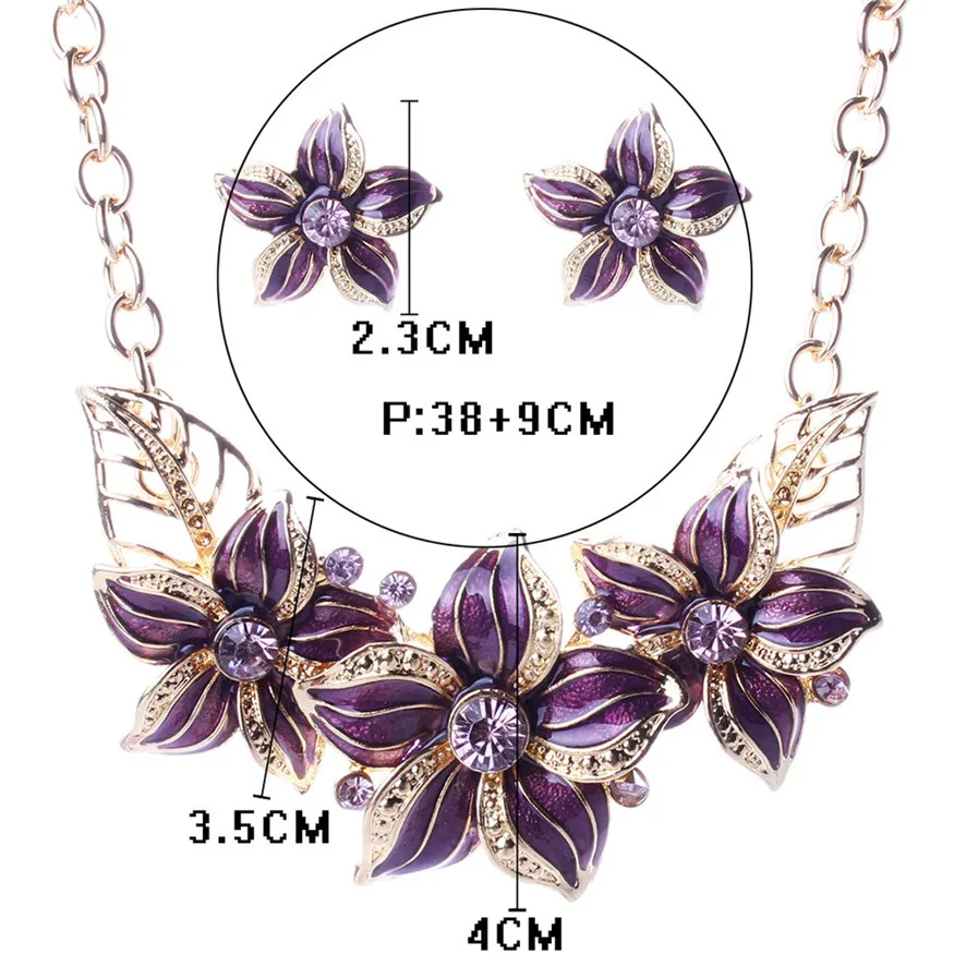 Женское винтажное массивное ожерелье элегантные серьги с цветами|jewelry sets|statement