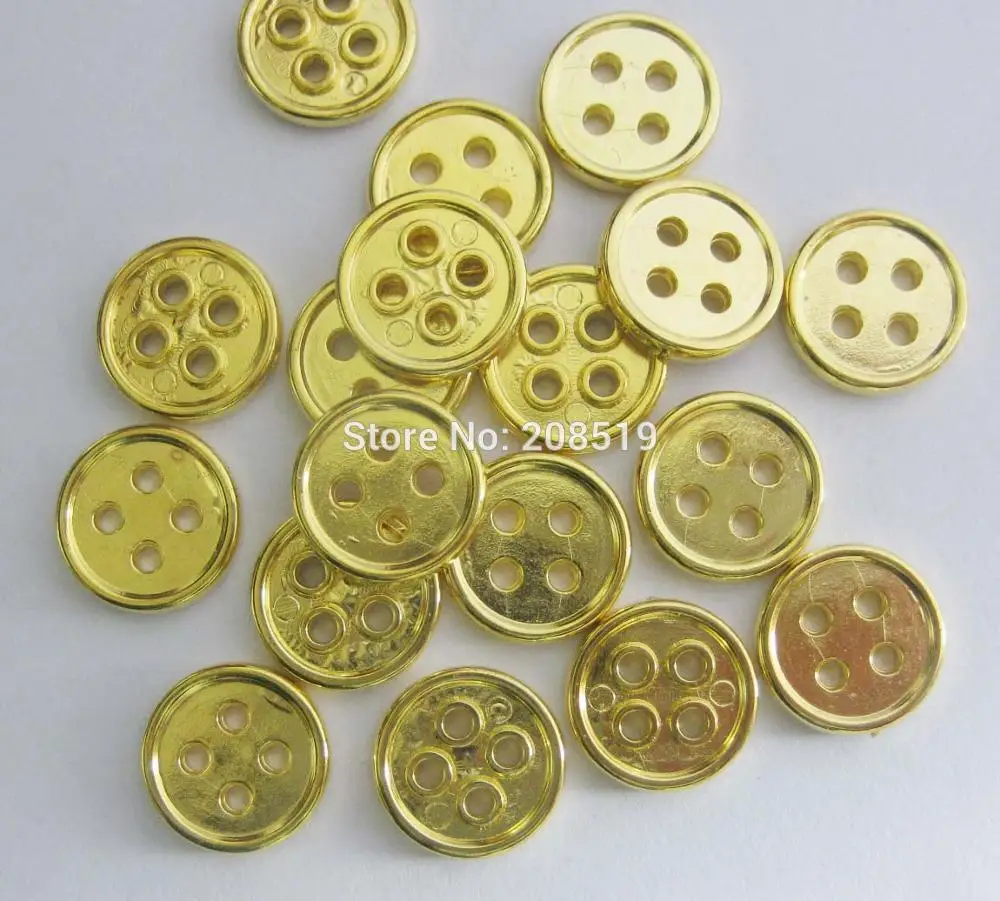

Круглые золотые кнопки для рубашки NBNNVK 13 мм, 100 шт., пластиковые пуговки с покрытием, 4 отверстия, швейные принадлежности
