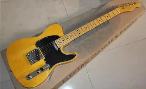 Новое поступление Custom Shop желтый Telecaster гитары Винтаж Клен Накладка hot белый