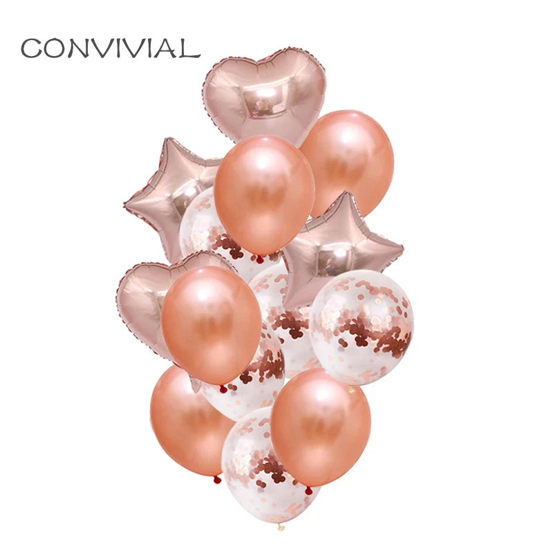 Розовое золото воздушный шар &quotКонфетти&quot комплект Фольга вышивка звёздочки
