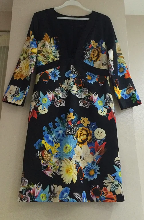 Женское винтажное платье-футляр с цветочным принтом и кружевом | Женская одежда