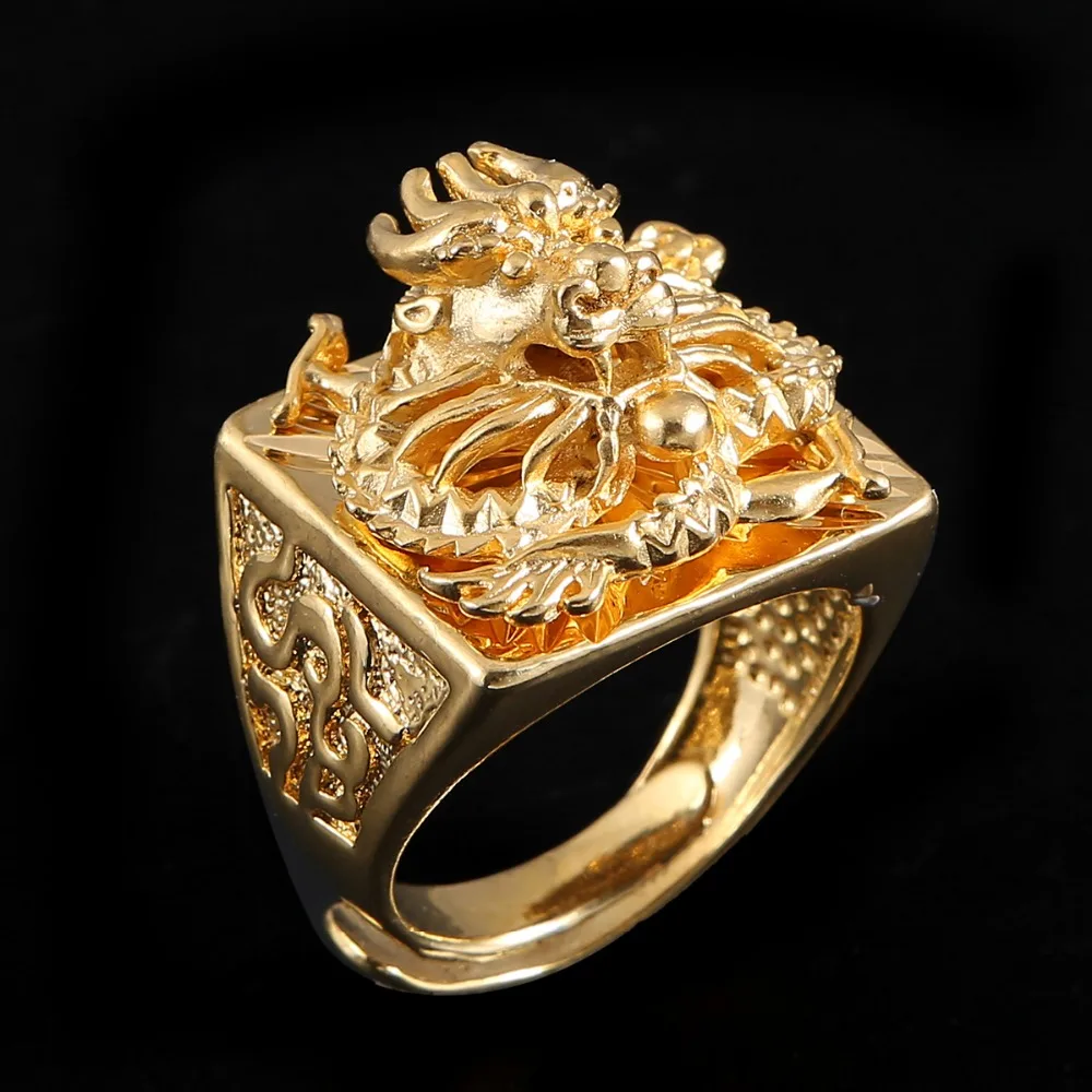 Женские и мужские винтажные золотистые этнические кольца с драконом|ring jewelry|dragon