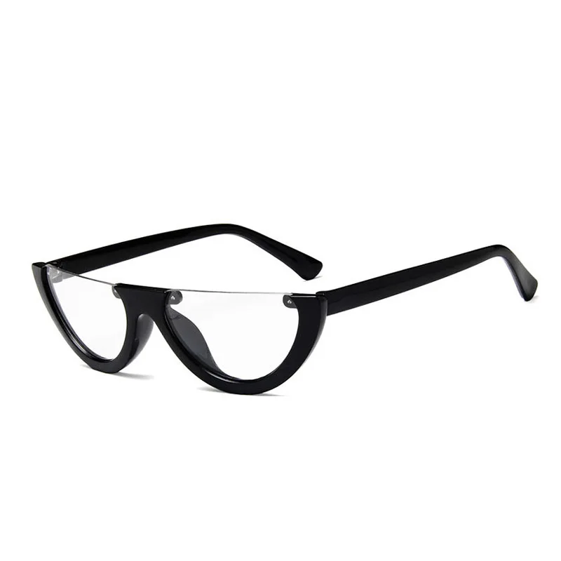 Black Clear Iboode, Ретро стиль, кошачий глаз, солнцезащитные очки для женщин, хипстеры, полуоправа, солнцезащитные очки, винтажные, оттенки, прозрачная оправа, Oculos для женщин - Цвет линз: Black Clear