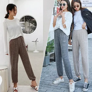 Новинка Лето-Осень 2019, брюки до щиколотки, свободные тонкие ленивые домашние шаровары, повседневные штаны