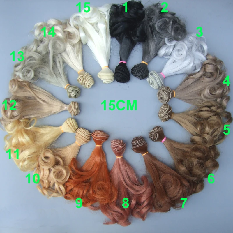 Искусственные волосы для наращивания 15*100 см естественные цвета кукол BJD опт