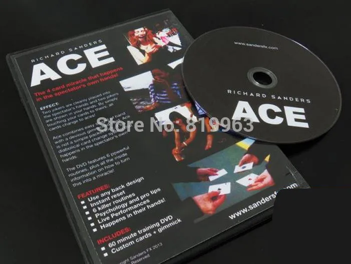 Бесплатная доставка ACE (карты и DVD) Ричард Сандерс-магические трюки Магия Крупным