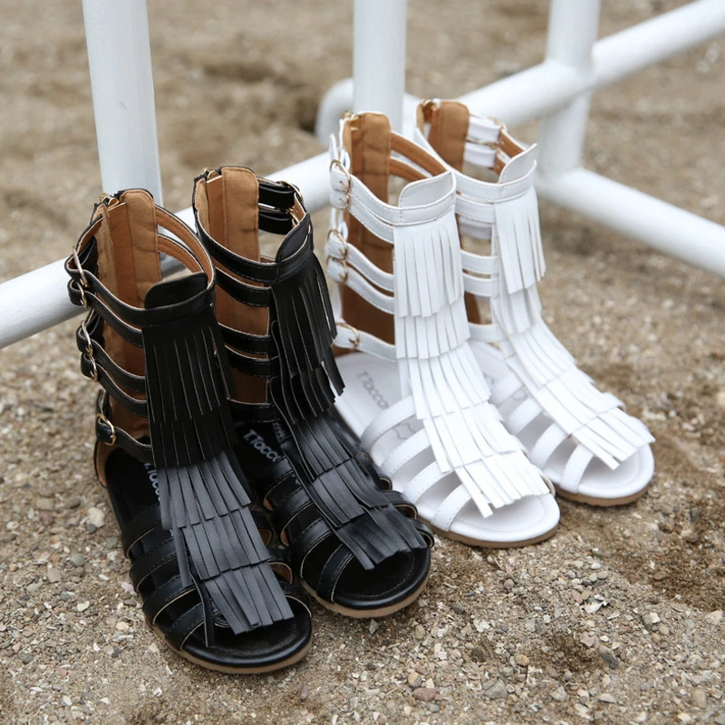 Сандалии с открытым носком в римском стиле для девочек летняя детская обувь