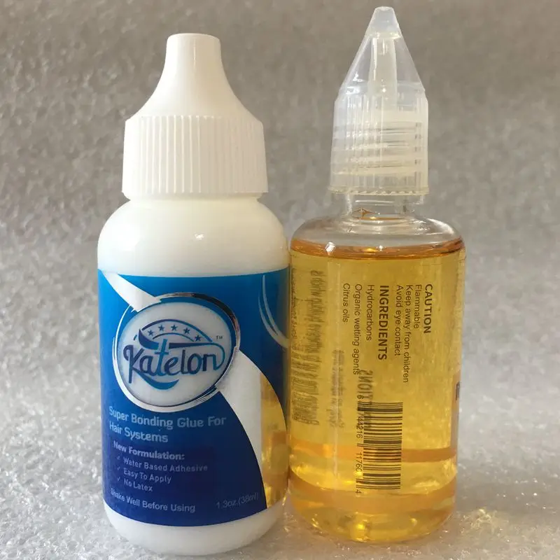 1 bottle 1.3 Oz 38 ml lace front wig glue Katelon super bonding glue with 1 bottle 1 Oz 30 ml yellow remover for wig glue