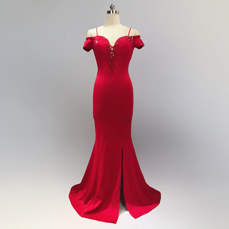 Женское вечернее платье синего цвета с v образным вырезом на бретельках коротким