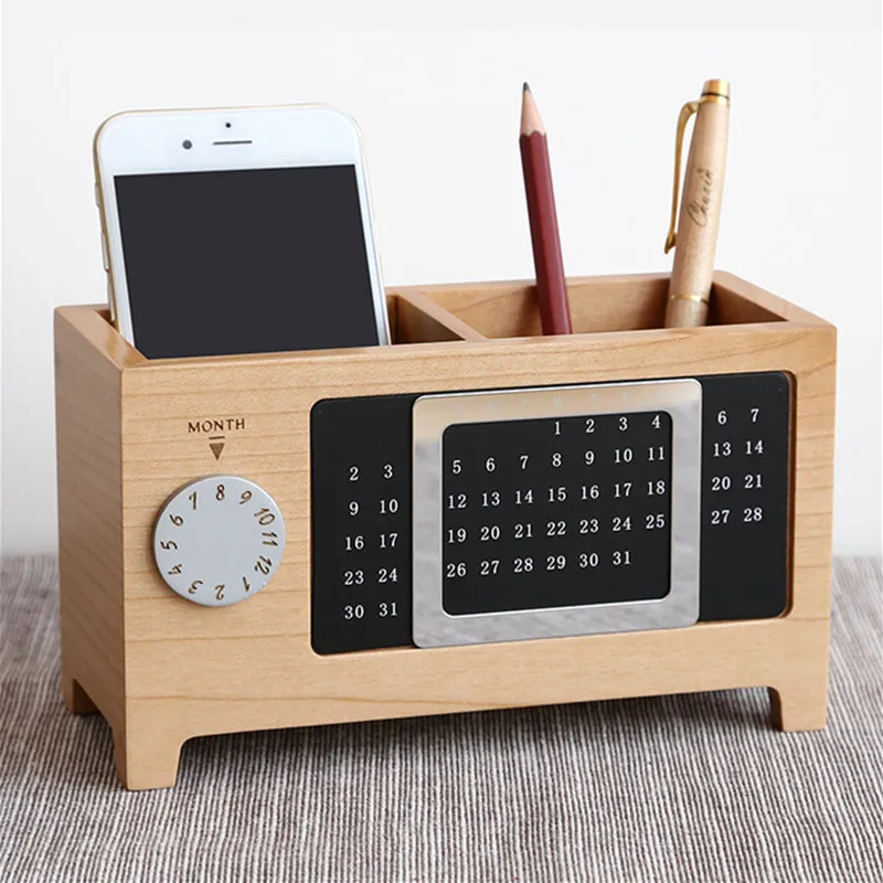 Высококлассные Деревянные Подставка для ручек с календарем креативные модные