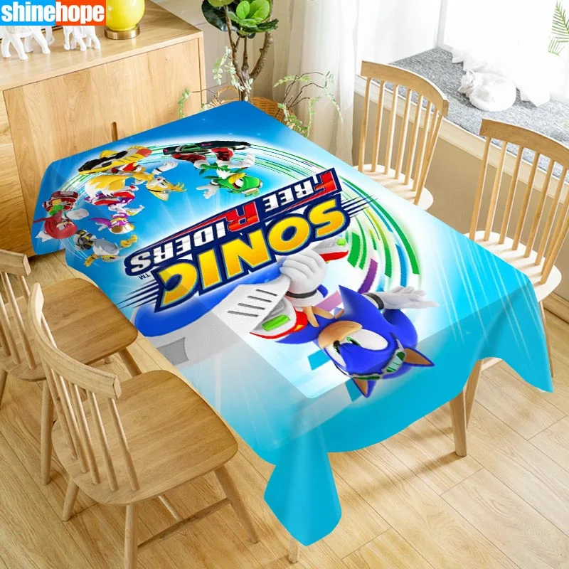 Новое поступление, Заказная скатерть Sonic The Hedgehog, водонепроницаемая, ткань Оксфорд, прямоугольная, скатерть для дома, вечерние, скатерть