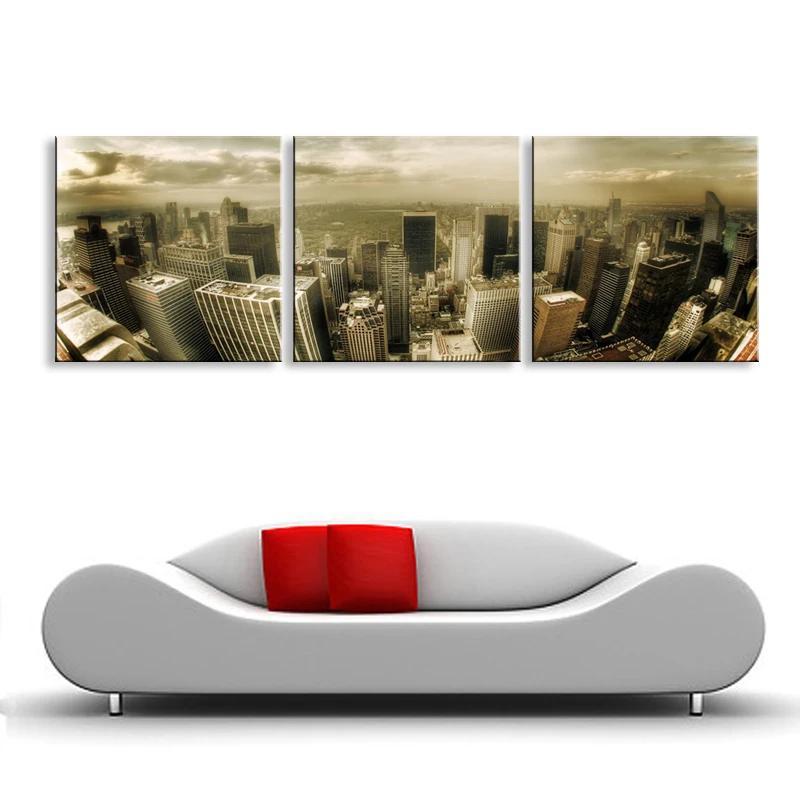 С рамкой холст печать городской пейзаж абстрактная Современная Настенная