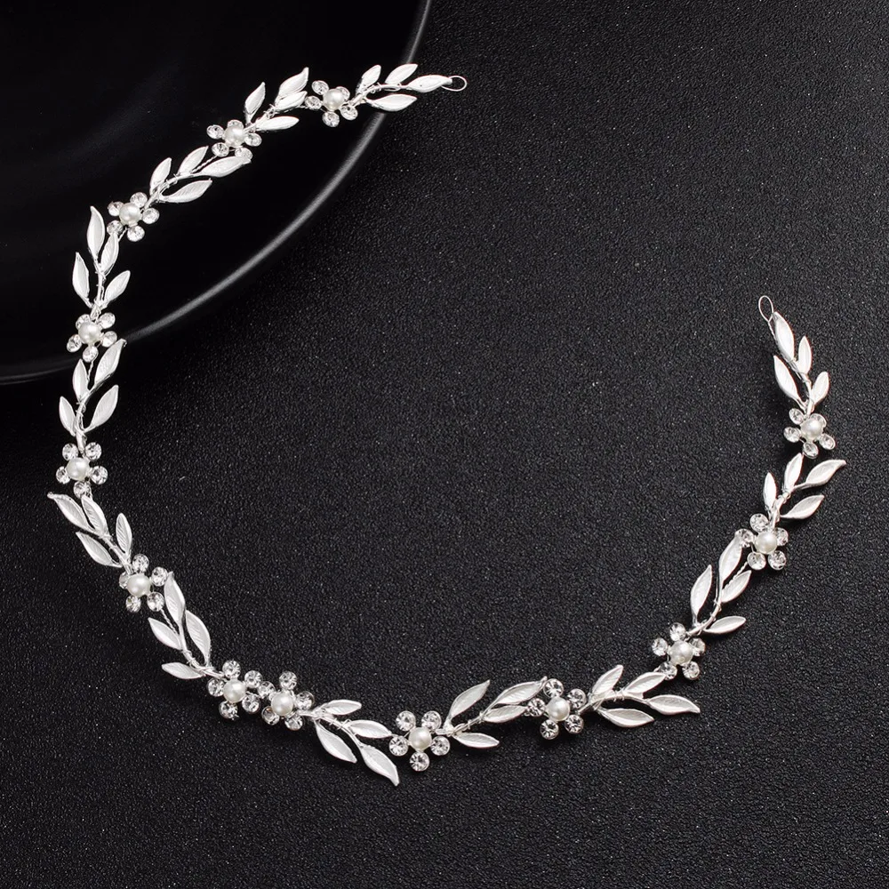 Металлическая повязка на голову с листьями и шпильками свадебные аксессуары для