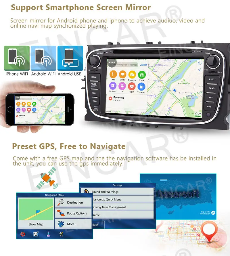 4 core 2 DIN Android 6.0 автомобиль DVD GPS Navi Bluetooth для Ford Mondeo Focus S MAX|din android|2 din androidcar dvd gps |