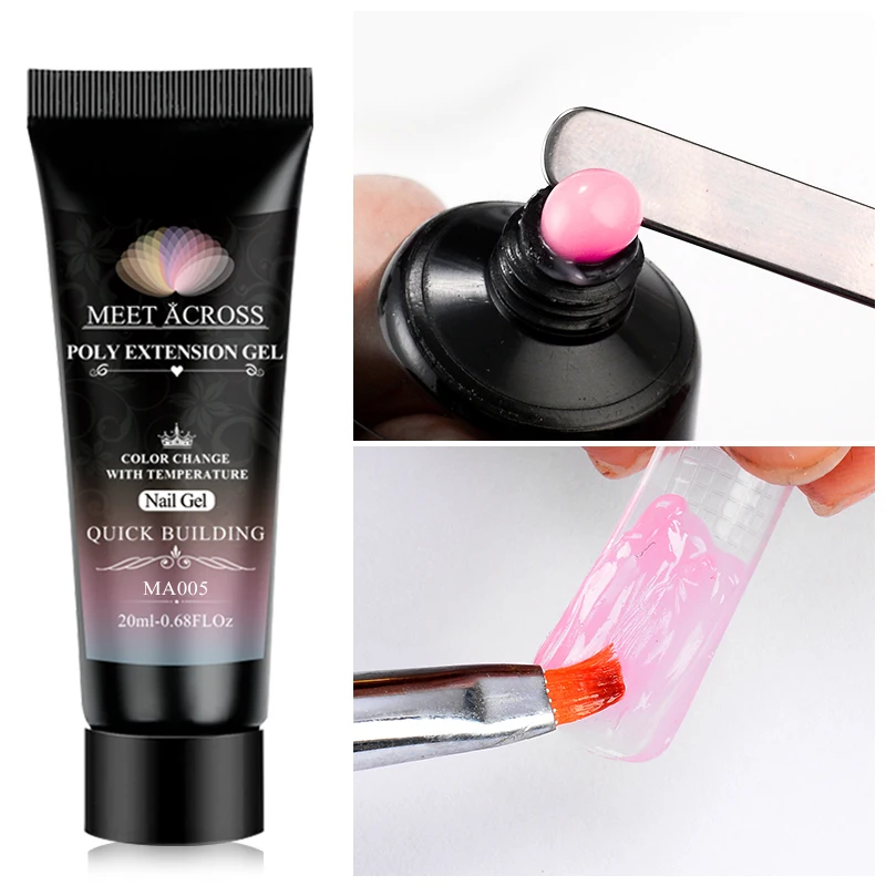 MEET ACROSS Thermal Poly Building UV Gel Varnish Pink Nail Polish Quick For Nails Extensions Hard Jelly | Красота и здоровье
