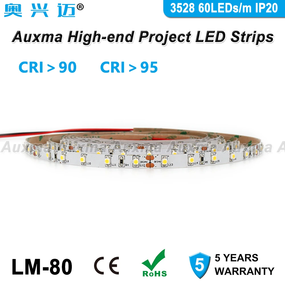 3528 60leds/м Светодиодные ленты, CRI95 CRI90 IP20, DC12V/24 V 300 светодиодов/катушка, 5 метров/катушка не водонепроницаемый для внутреннего гостиная, спальня hotel