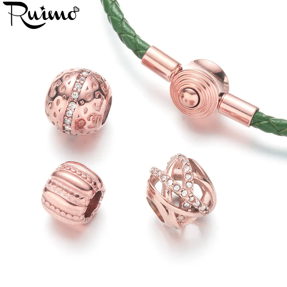 Женская веревочная цепочка RUIMO браслет из розового золота с кристаллами