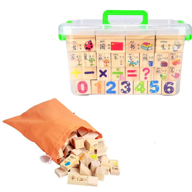 103PCS Wooden Building Blocks Early Education Digital Animal English Block Parent-child Interactive Toy Gift for Baby Children | Игрушки и