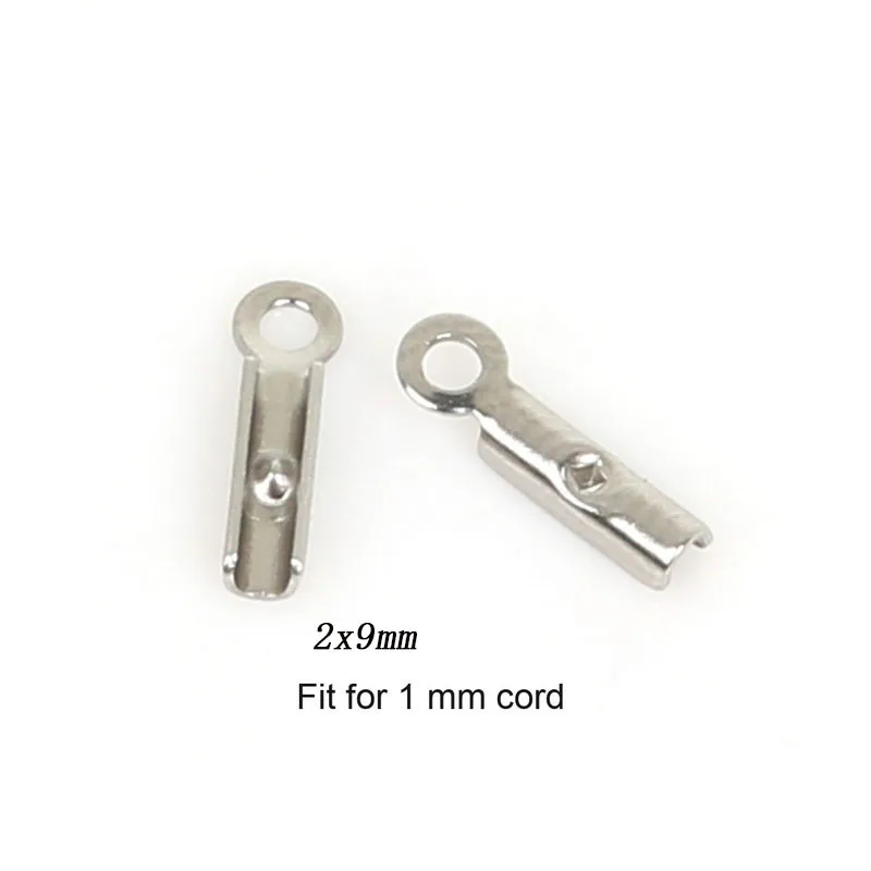 30 шт./лот 1 4 мм Шнур из нержавеющей стали обжимные колпачки для бусин концевые