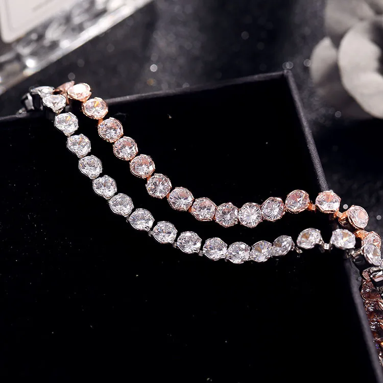 Топ AAA Браслет с фианитом модные украшения золотой Хрустальный Теннисный браслет