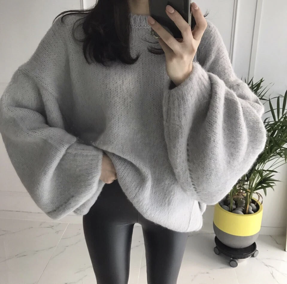 ZAWFL Sweater Women Mohair Pullovers 2020 Winter Autumn Long Sleeve Female Kintted Thick Loose Cashmere Sweaters | Женская одежда
