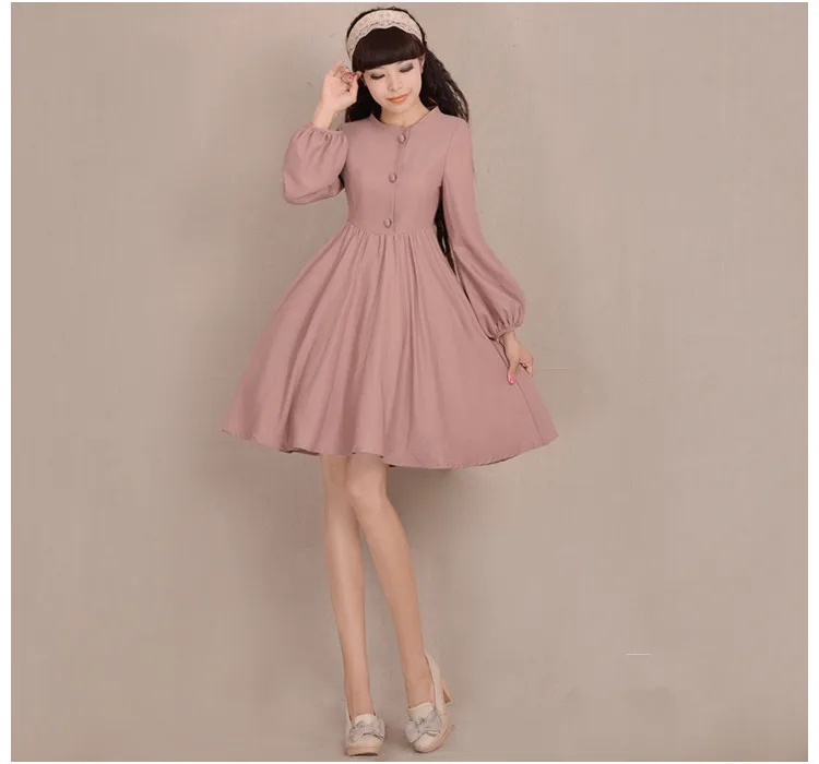 

Весеннее женское платье 2017, элегантные платья средней длины с круглым вырезом и рукавом фонарик, женская одежда