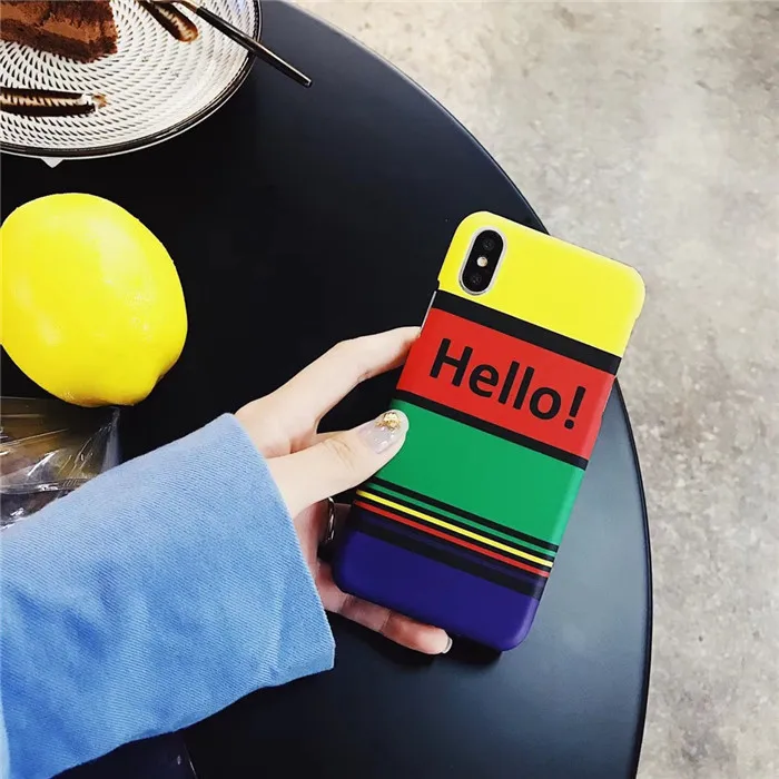 Простой цвет в полоску чехол для iphone X Мода Письмо 8 7 6 6s плюс | Мобильные телефоны и