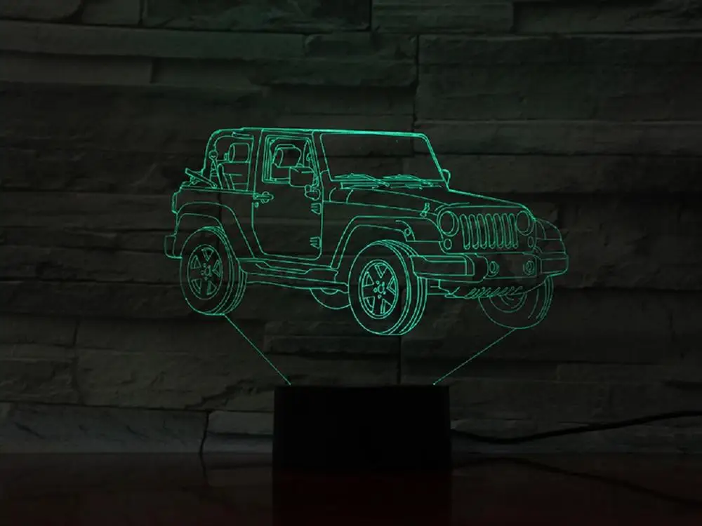 СВЕТОДИОДНЫЙ 3D ночной Светильник Jeep автомобильная настольная лампа креативные