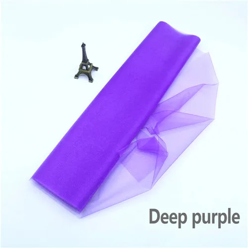 Deep purple Тюль из органзы с кристаллами, ширина 48 см X 5 м, вечерние принадлежности для мероприятий, украшения свадебного стола, дня рождения, вечеринки для детей - Color: Deep purple