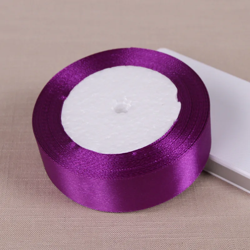 25mm Dark purple 6 мм-75 мм 25 ярдов фиолетовая шелковая Атласная Лента Свадебная вечеринка Декор пригласительная карта Подарочная упаковка принадлежности для скрапбукинга DIY лук Ремесло - Цвет: 25mm Dark purple