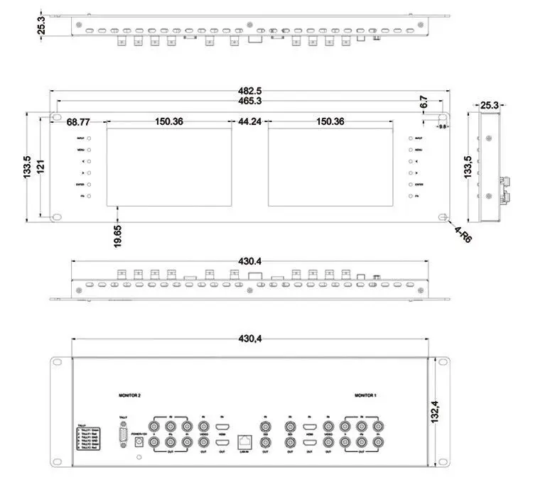 Lilliput RM 7028S 3RU Rack мониторы с двумя 7 &quotIPS экранами просмотр HDMI SD HD и 3G SDI видео на rack