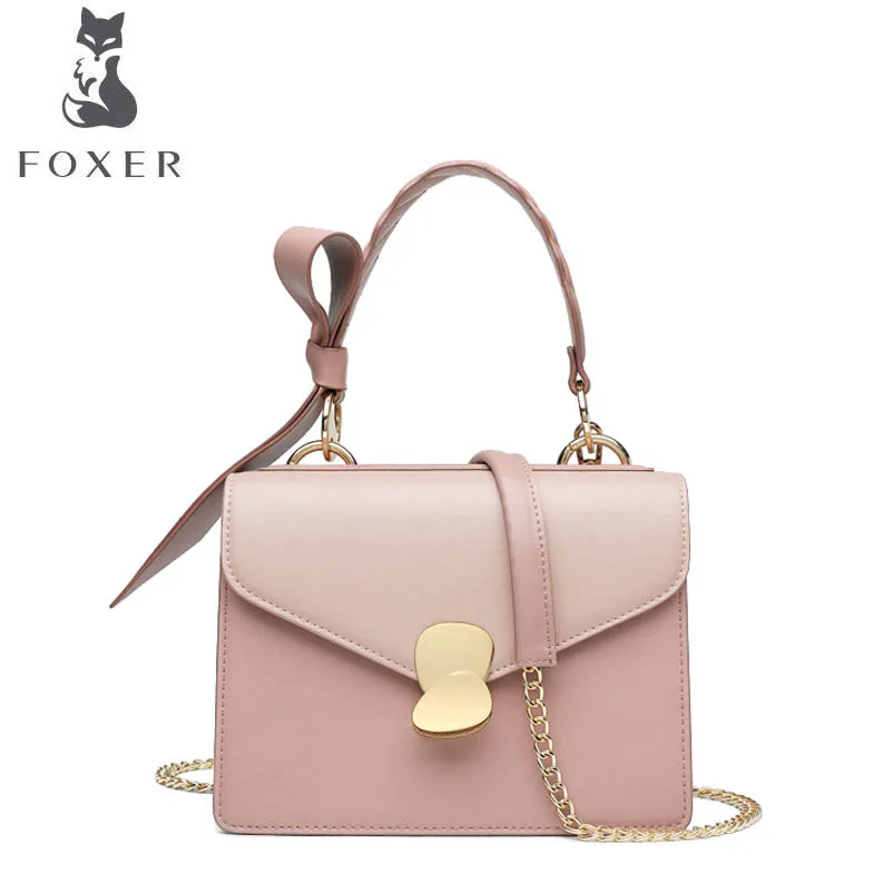 FOXER 2019 Новая мода Дикий корейский темперамент плечо сумка лук небольшой