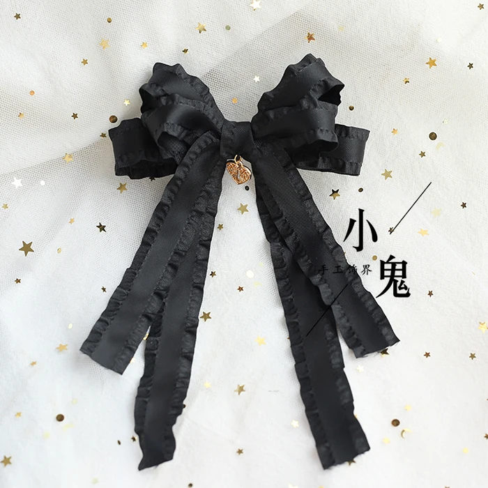 Brooch Готическая заколка в Стиле Лолита, кружевной черный топ, головной убор с бантом, темно-красная черная Брошь Шпилька, 12 цветов - Цвет: Brooch