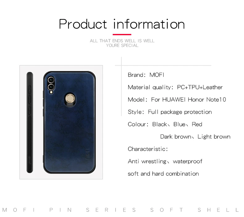 Чехол для Huawei Honor Note 10 кожаный тонкий чехол MOFI Роскошный на заднюю панель 6 95 дюйма