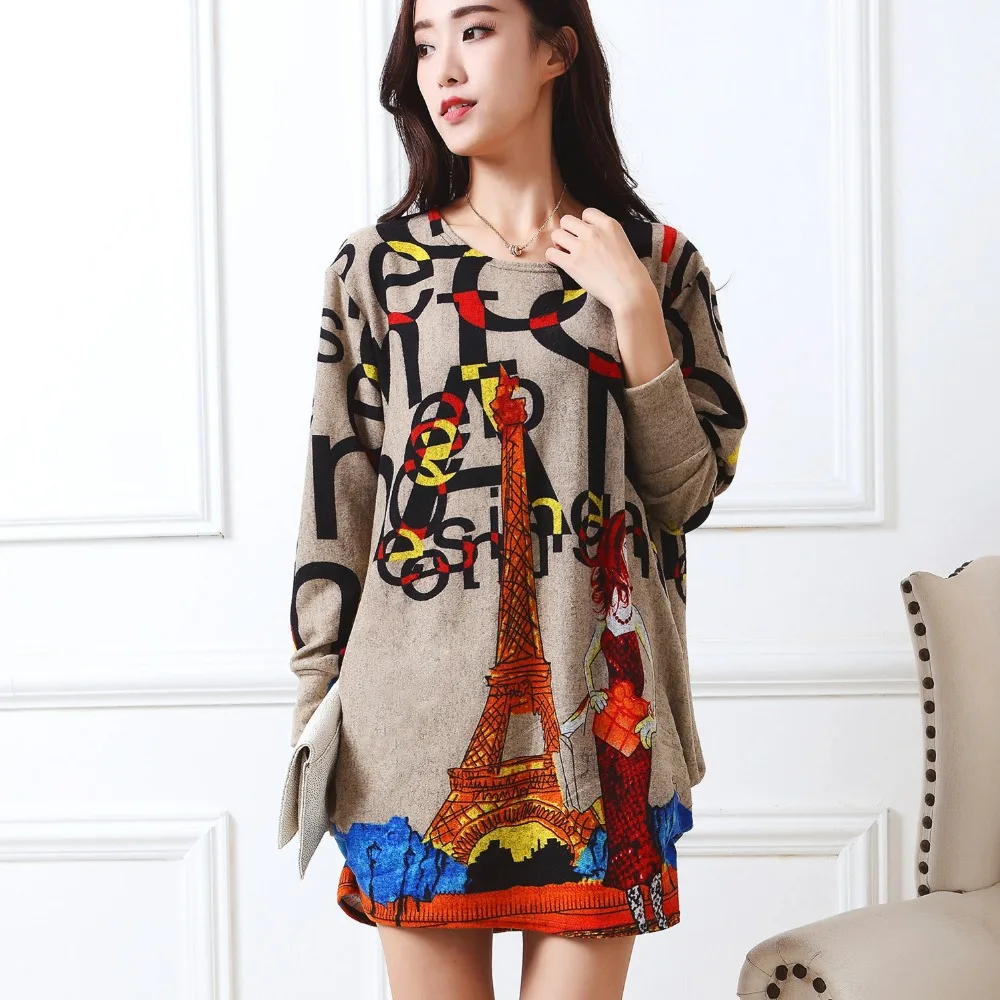 Новинка 2018 осенне-зимние модные женские платья с длинным рукавом больших