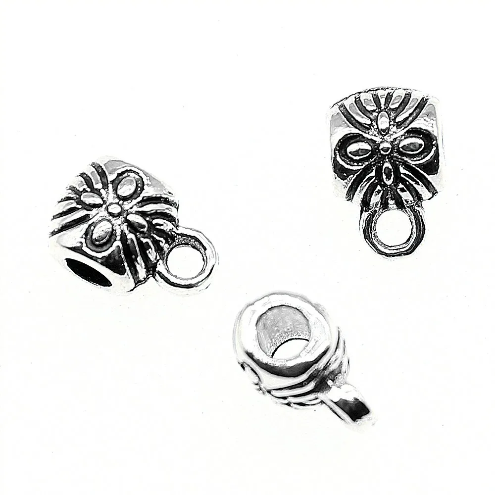 

20pcs Antique Silver Color Beads Bails Charms Beads Bails Charms For Jewelry Making Charm Bail Beads Jewelry Findings 8x5x5mm