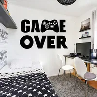 Game Over Wall Stickers Quote Art Wall Decals Wall Vinyl Mural Room Decors Home Decoration Pattern Self Adhesive Removable B272