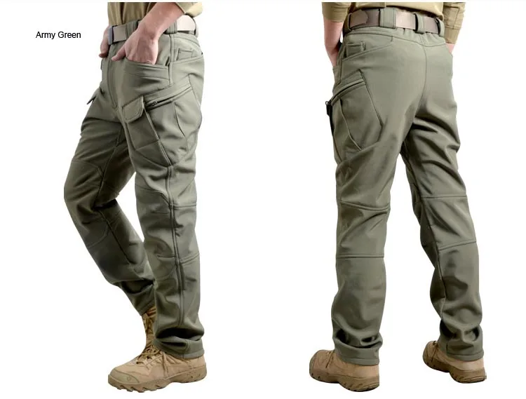 MAZEROUT для мужчин зимние водонепроницаемые охотничьи Тактические SharkSkin Softshell Военная униформа брюки для улицы армейские походные Кемпинг 3XL P43 - Цвет: Army Green