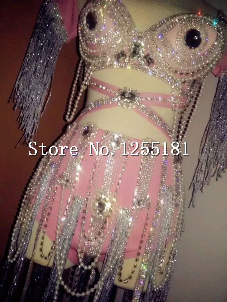 Женский купальник трико Glisten со стразами с кисточками и цепочками пикантный