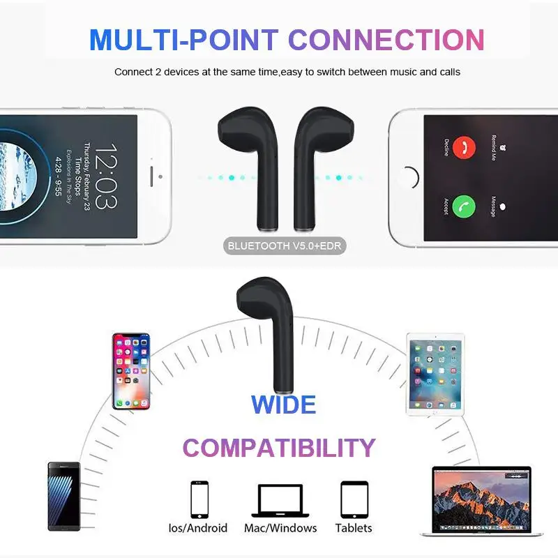 I7 I7S TWS Bluetooth наушники беспроводная гарнитура портативные свободные руки с