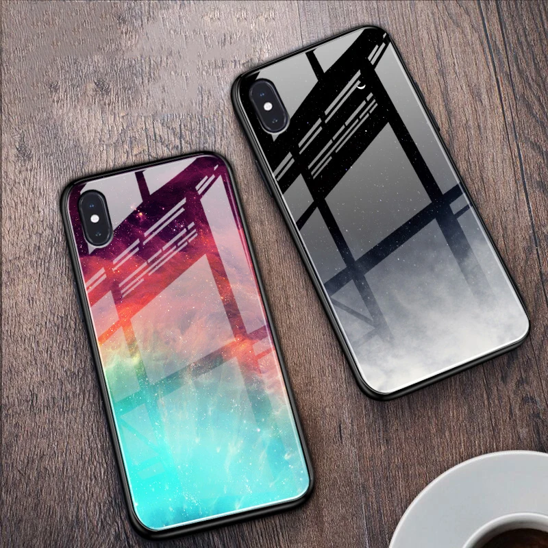 Закаленное стекло звездное небо чехол для телефона iPhone XR Xs Max X 8 7 6S 6 Plus