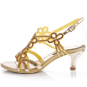 Женские золотые свадебные туфли с Стразы модные на высоком каблуке сандалии