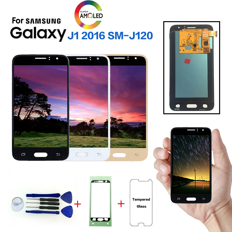 100% протестированный AMOLED ЖК экран для Samsung Galaxy J1 2016 J120F J120H J120M дисплей сенсорный