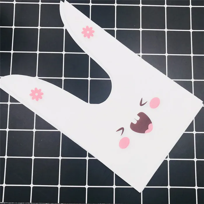 Pink Flower Rabbit Kawaii Пасхальный кролик печенье мешок 100 шт./упак. Свадебные украшения в форме милых заячьих ушек; Пластик конфетная Подарочная сумка Упаковочные пакеты для вечерние - Цвет: Pink Flower Rabbit