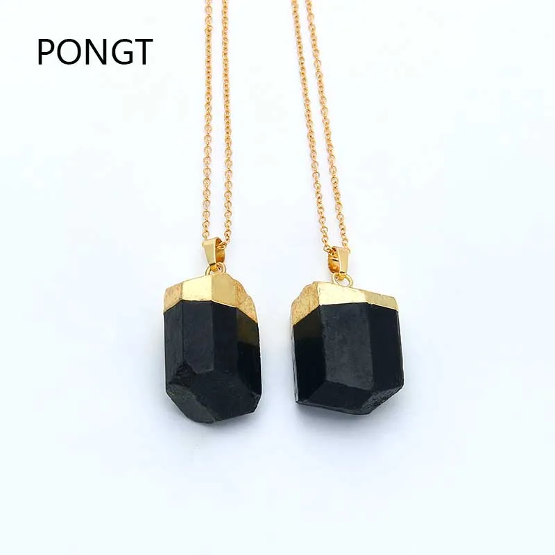 Черная Подвеска из турмалина неравномерное ожерелье необработанного кристалла