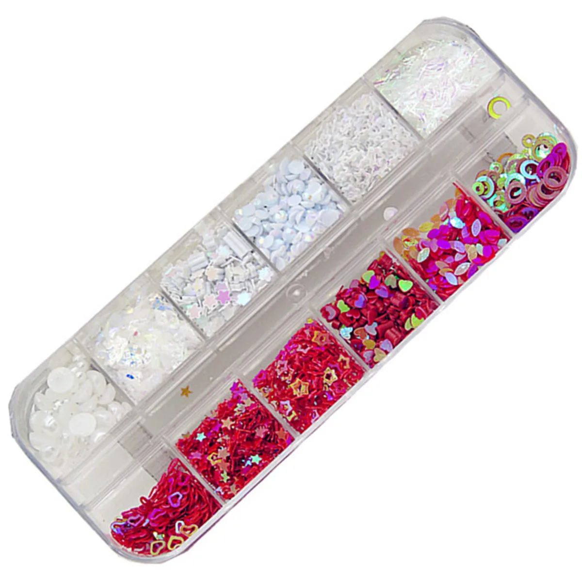 Бело красная Форма Смешанная Звезда Любовь блеск для дизайна ногтей блестящая s