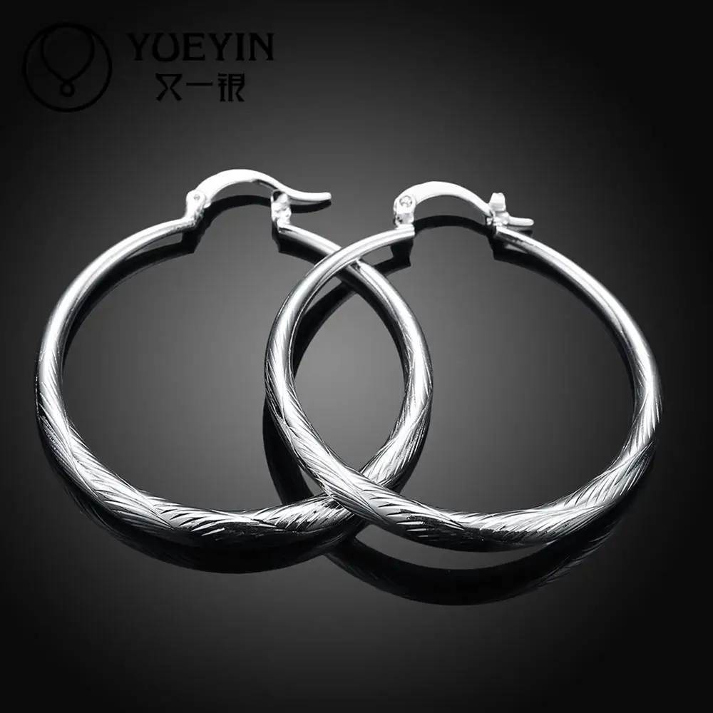 New fashion elegant silver plated hoop earrings for women wedding party hot sale | Украшения и аксессуары