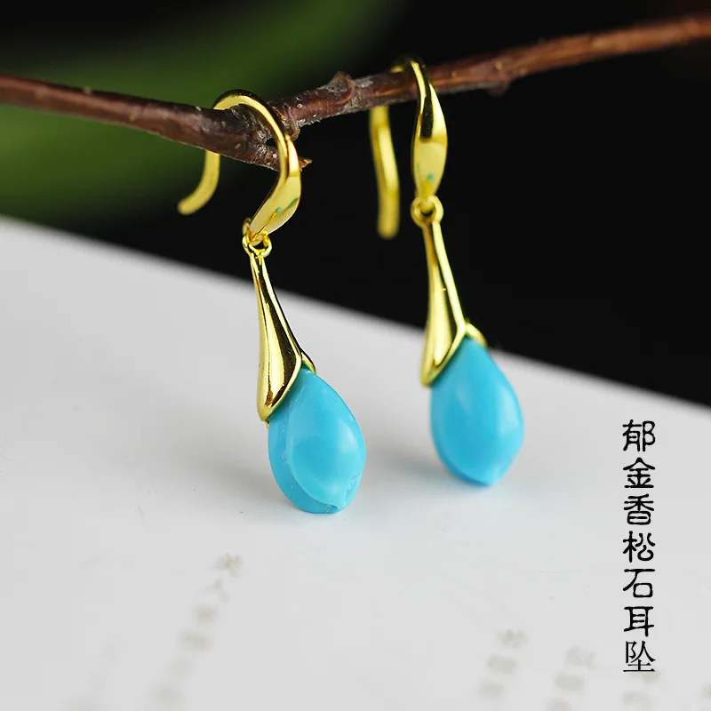 

S925 pure silver ornaments DI electroplating a hoard of eardrop ms contracted and pure and fresh The tulip earrings