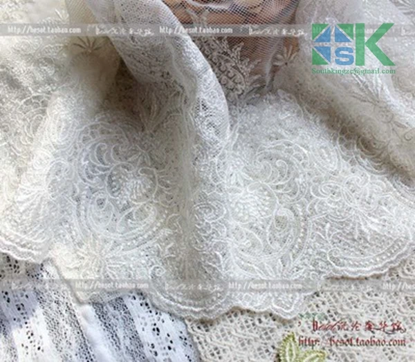 DIY Новый Кружева оптовые 21 см Белый нежный кружевной отделкой свадебное платье