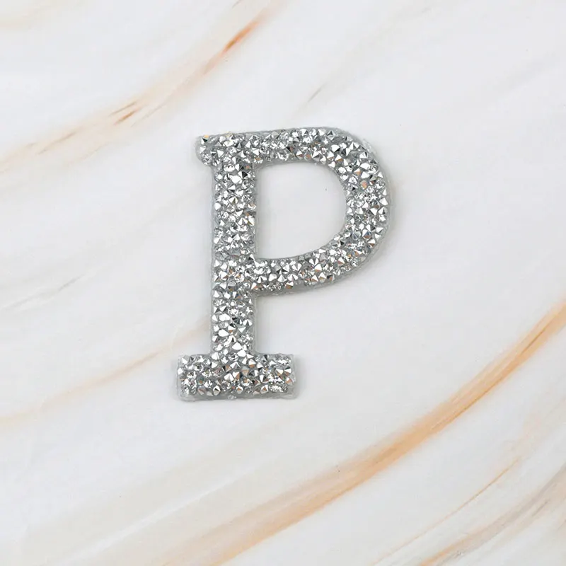 P A-Z, 1 шт., Английский алфавит, стразы, железные нашивки для одежды, горячая фиксация, аппликация, одежда, обувь, сумки, украшение, нашивка, сделай сам - Цвет: P